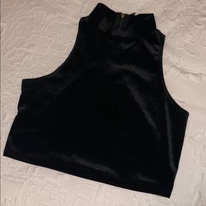 Black velour crop top